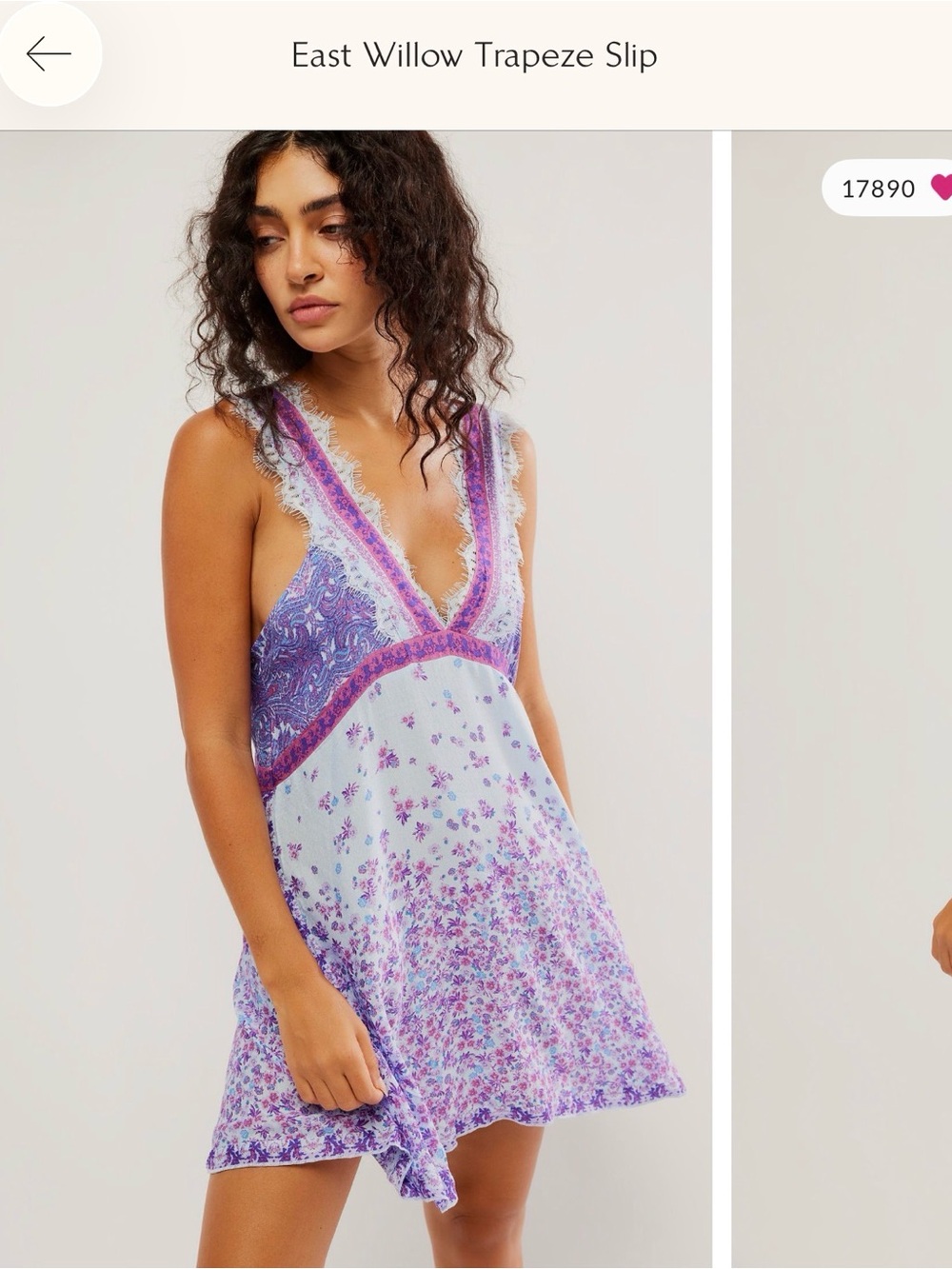 Free People Lavender & Purple Floral Trapeze Slip